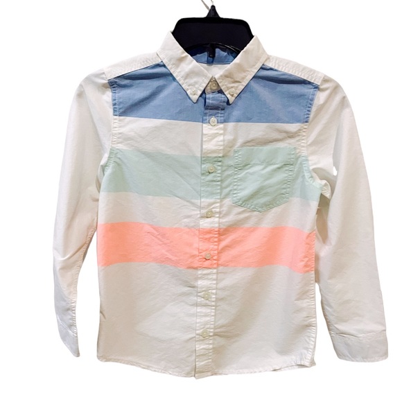 Cat & Jack Boy’s Striped Long Sleeve Button Up Shirt EUC - Picture 13 of 15